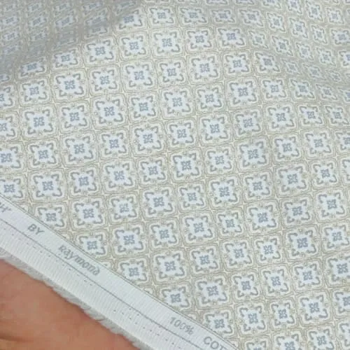 SHIRT FABRIC RAYMOND 100% GIZA COTTON PRINT COLOUR DESERT BROWN view 1