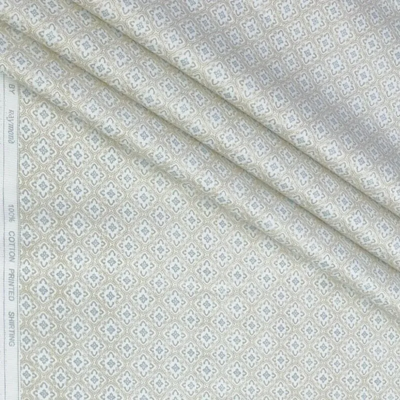 SHIRT FABRIC RAYMOND 100% GIZA COTTON PRINT COLOUR DESERT BROWN view 3